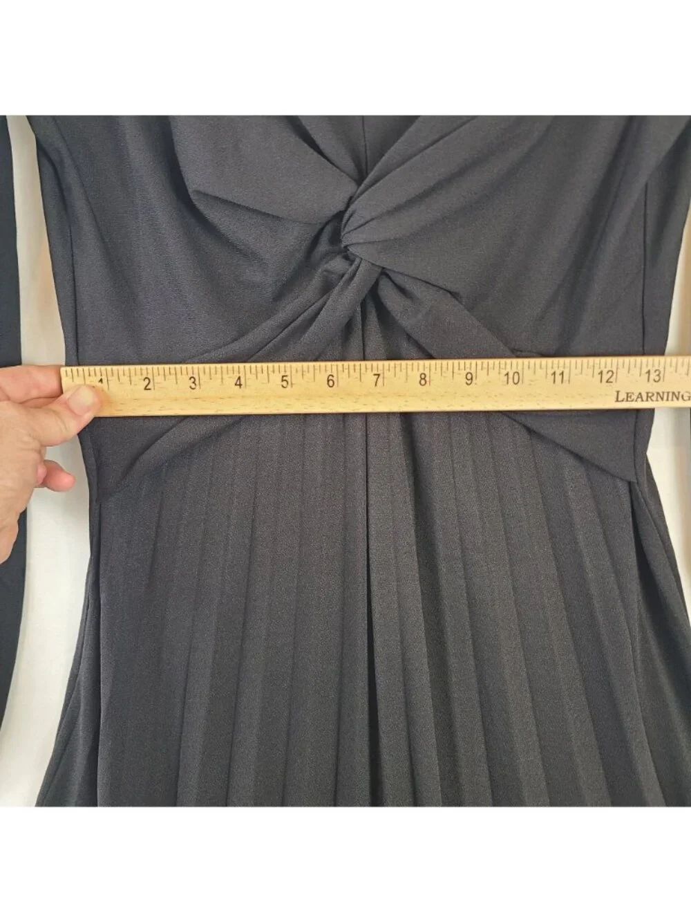 NEW Baltic Born Lynda Pleated Midi Dress Black Long Sleeve Knot Front Sz M